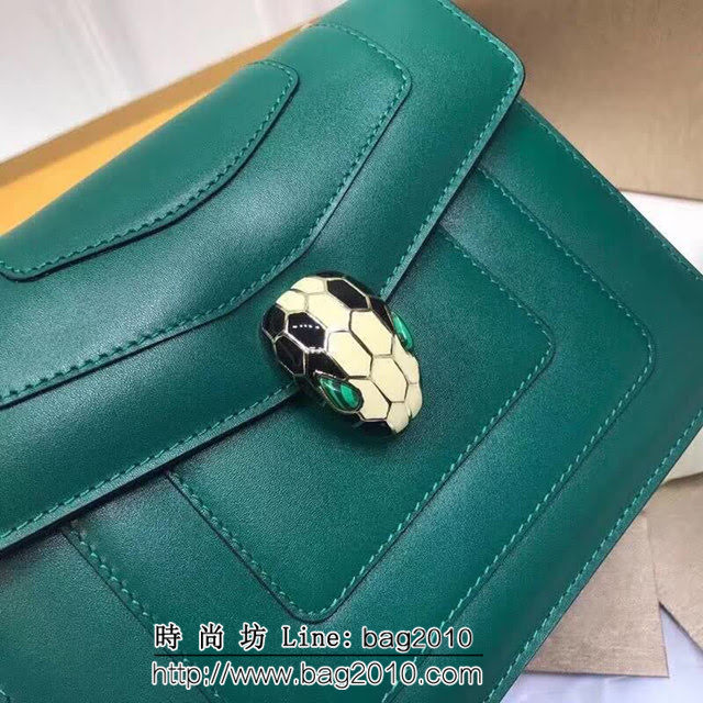 BVLGARI寶格麗 專櫃新款 蛇頭扣環 單層蛇頭包 鏈條單肩斜挎包 祖母綠 B283558 FYD1313